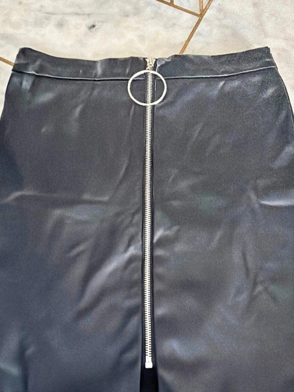 Black Mini Skirt with Front Zipper